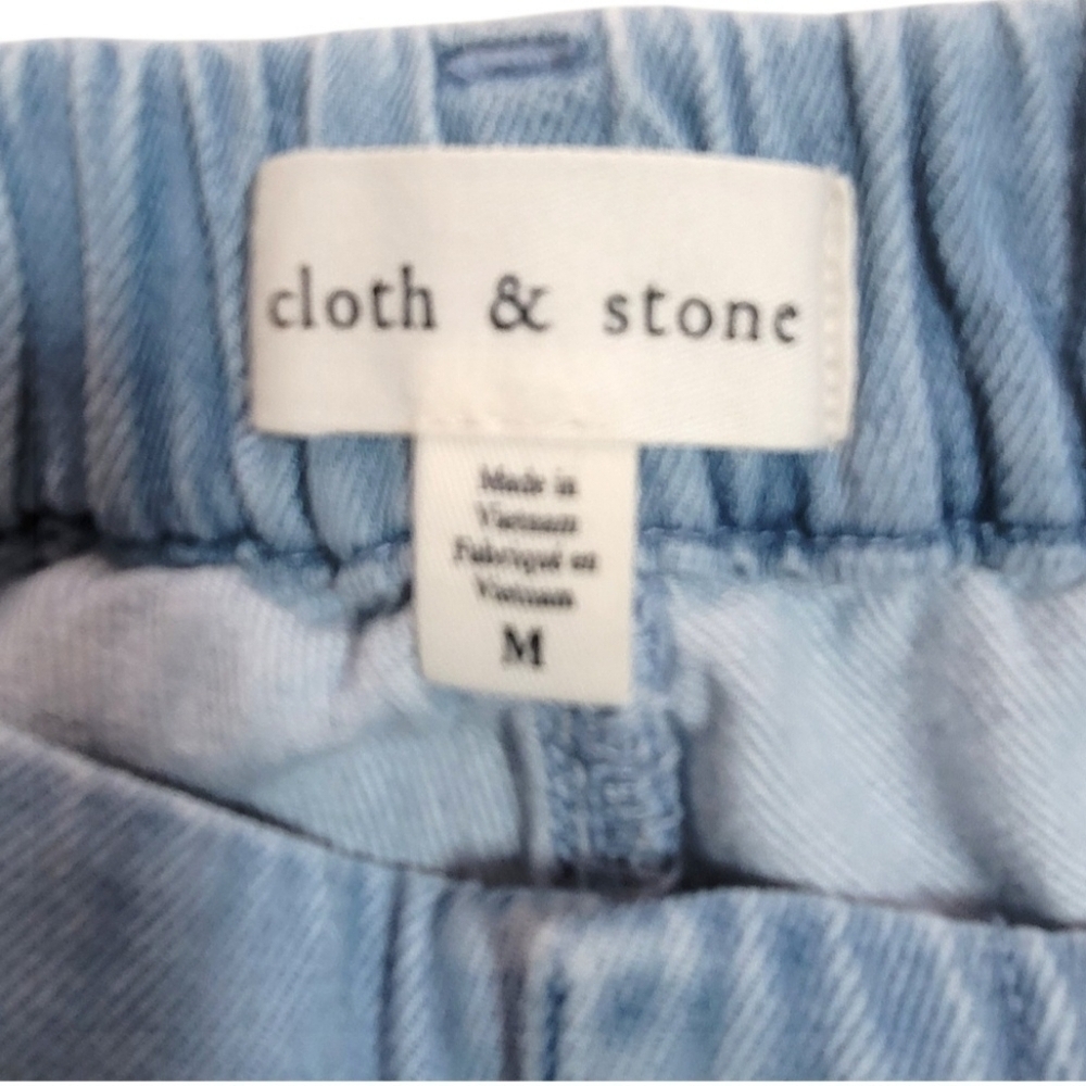 Cloth & Stone Tencel Blend Wide Leg Pleated Pants, Light Wash, M, Anthropologie - Picture 6 of 8